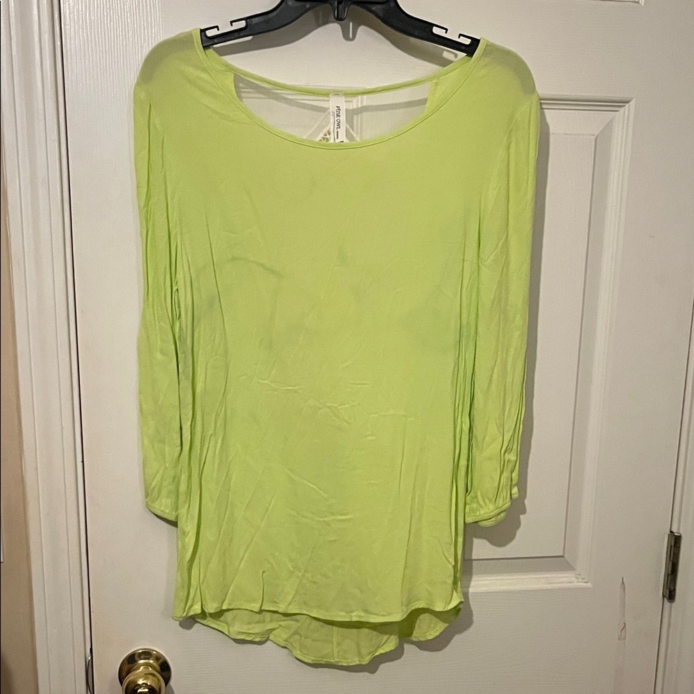 Pink Owl Light Green Women's Blouse